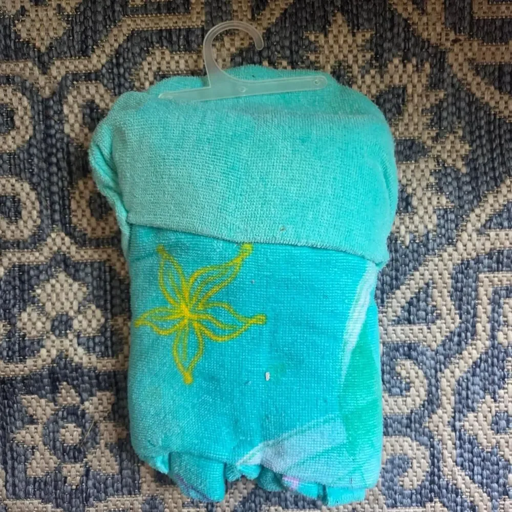Disney The Little Mermaid Ariel Hooded Beach Towel Kids NWOT Blue Aqua